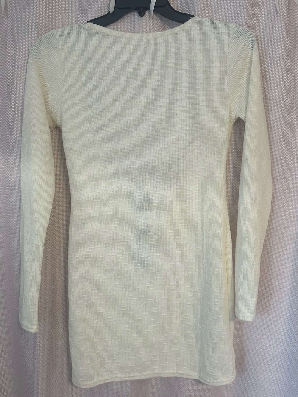 Cream Long Sleeve Scoop Back Bodycon Dress